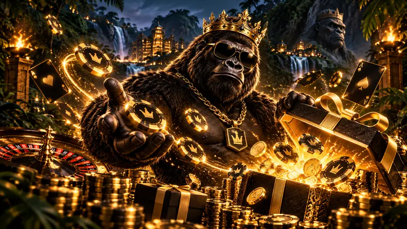 Промо-арт казино Gorilla з фішками та подарунками